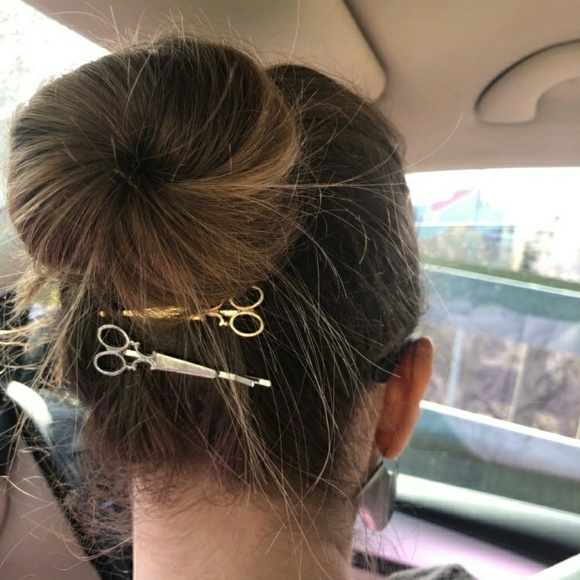 2 Silver Scissor Hair Pins - Picture 2 of 7